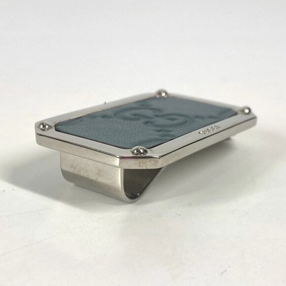 GUCCI Guccissima GG Wallet Money clip Sima leather blue/Silver - Picture 6 of 12